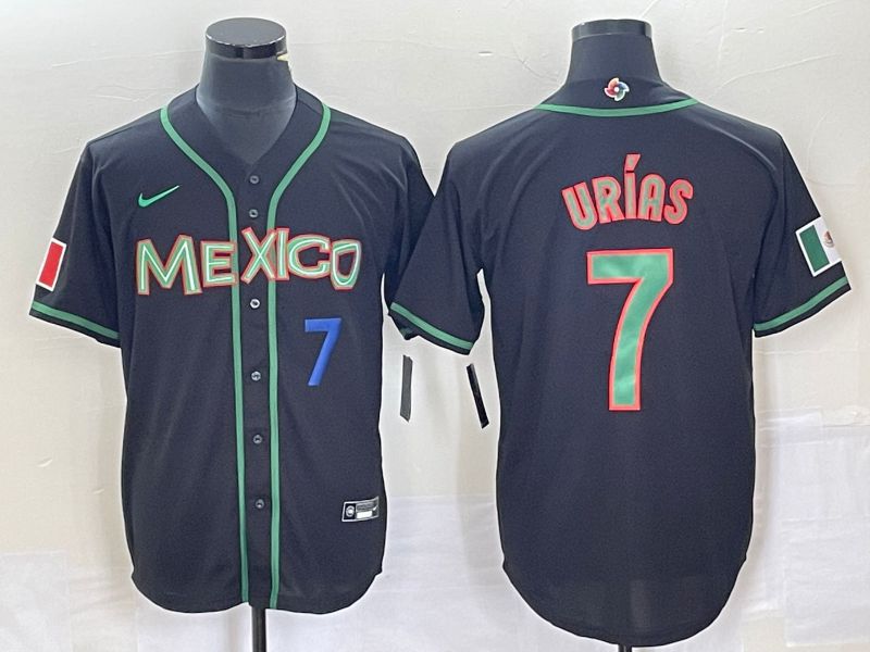 Men 2023 World Cub Mexico #7 Urias Black green Nike MLB Jersey2